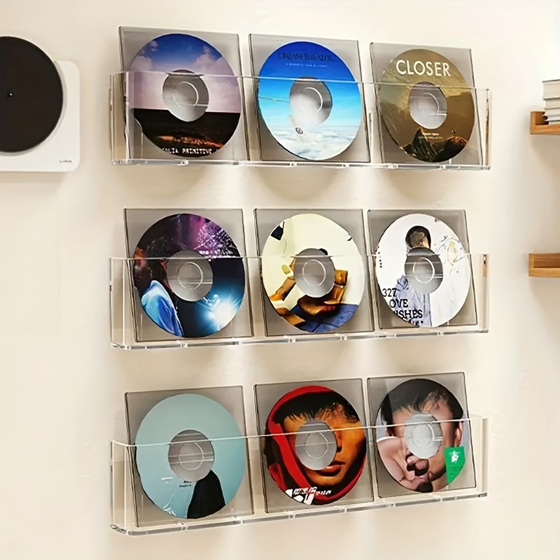 Soporte de pared para discos de vinilo, estante de exhibición de discos de  acrílico, montaje en pared, LP - AliExpress