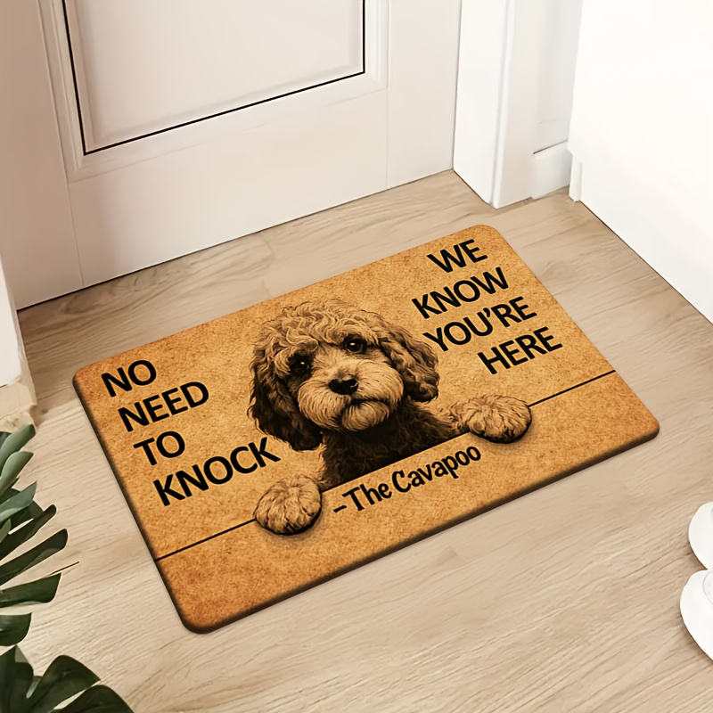 TEMU [ Product] [flannel And 1cm Thick Sponge Material] 1pc Door Mat Cute Dog Door Mat With Funny Quote - Cozy Fleece Design For Entryway, Living