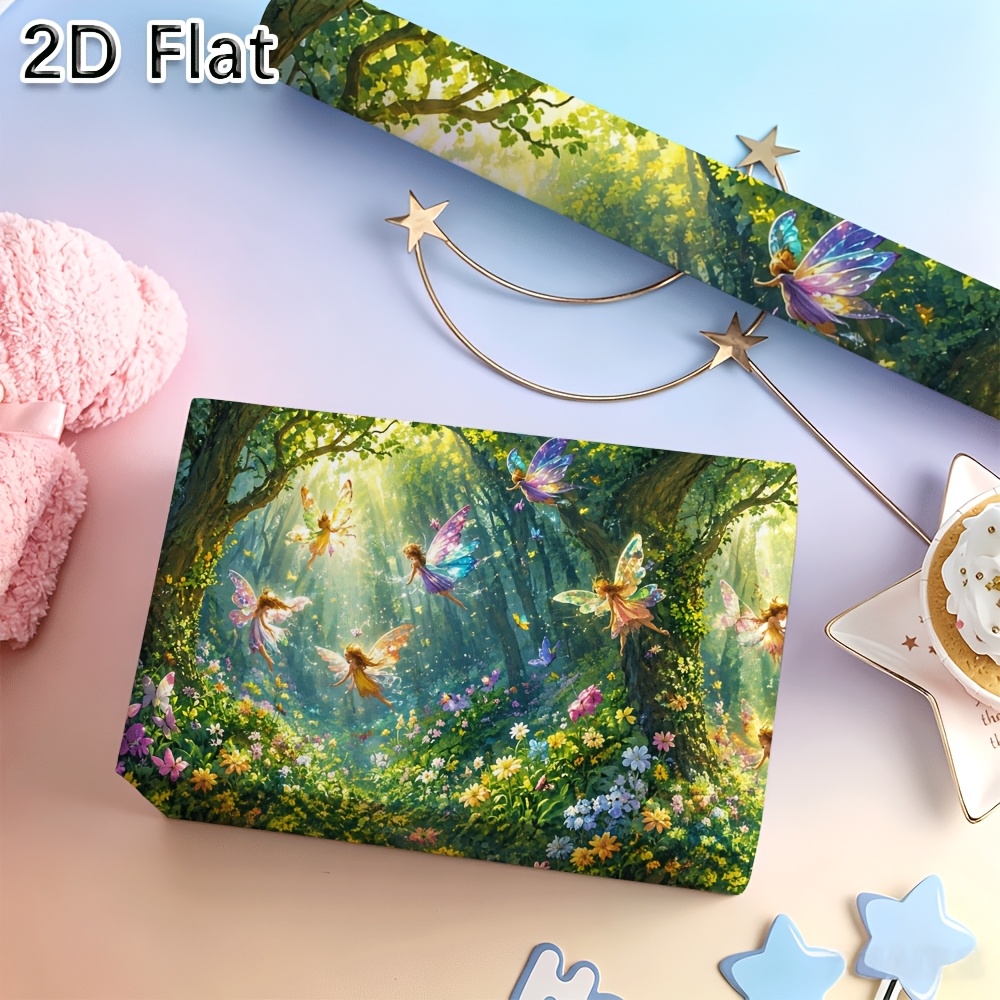 TEMU 1 Rouleau [2D Plat] de Papier Cadeau avec de Magnifiques Dansantes dans une Forêt Ensoleillée et Verdoyante Colorées en Fleurs pour Emballer des