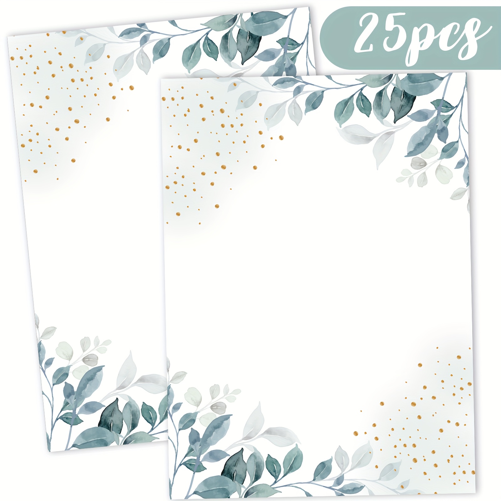 Image of 25pcs Blank Patterned Postcard Set, Suitable For Self Printing Invitation Cards, Green Watercolor Postcards, Double-sided Invitation Cards, Elegant Birthday Cards, Invitation Cards