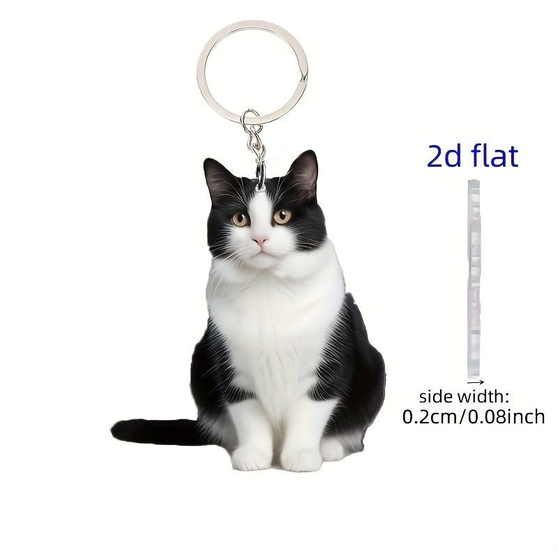 TEMU Plat 2D, 1 pièce Porte-clés Chat et Amusant en Acrylique, Porte-clés de Voiture, Cadeau Porte-clés pour Femme, Plat 2D