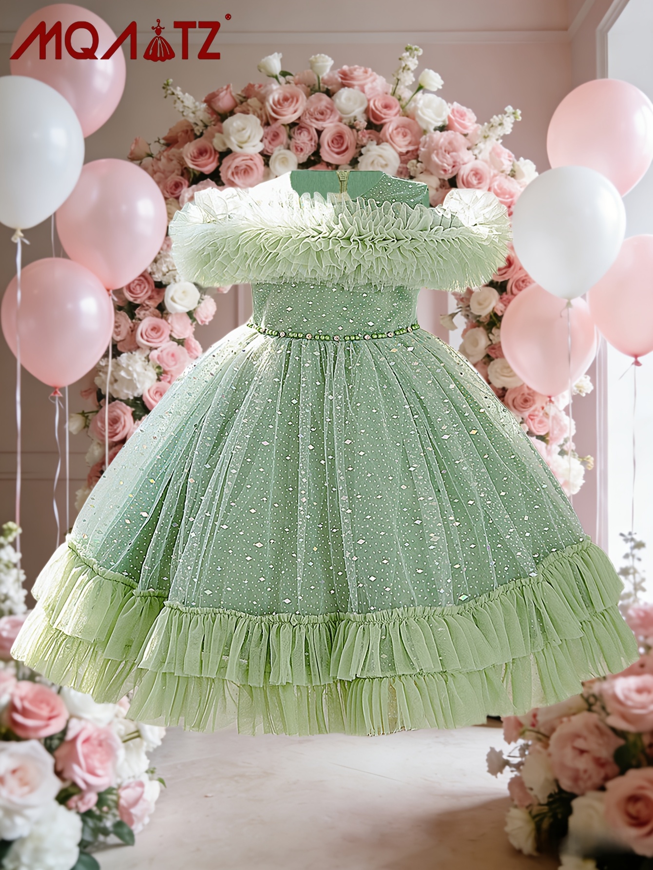 light green evening dress A-line Light Green Sequin Spaghetti Straps V Neck Long Evening Prom  Dresses, Cheap Custom Prom Dresses, MR8175 main image 1