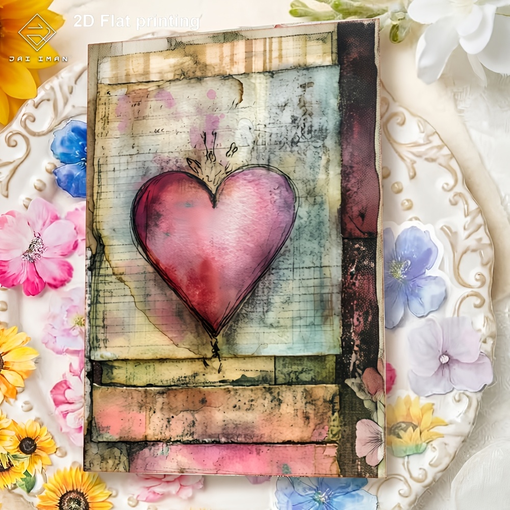 TEMU Jai Iman 96 Pages (non-repeating Patterns) A5 Size 2d With Heart Style Colorful Notebook For Scrapbook Aesthetic, Personal , Holiday Gift, ,