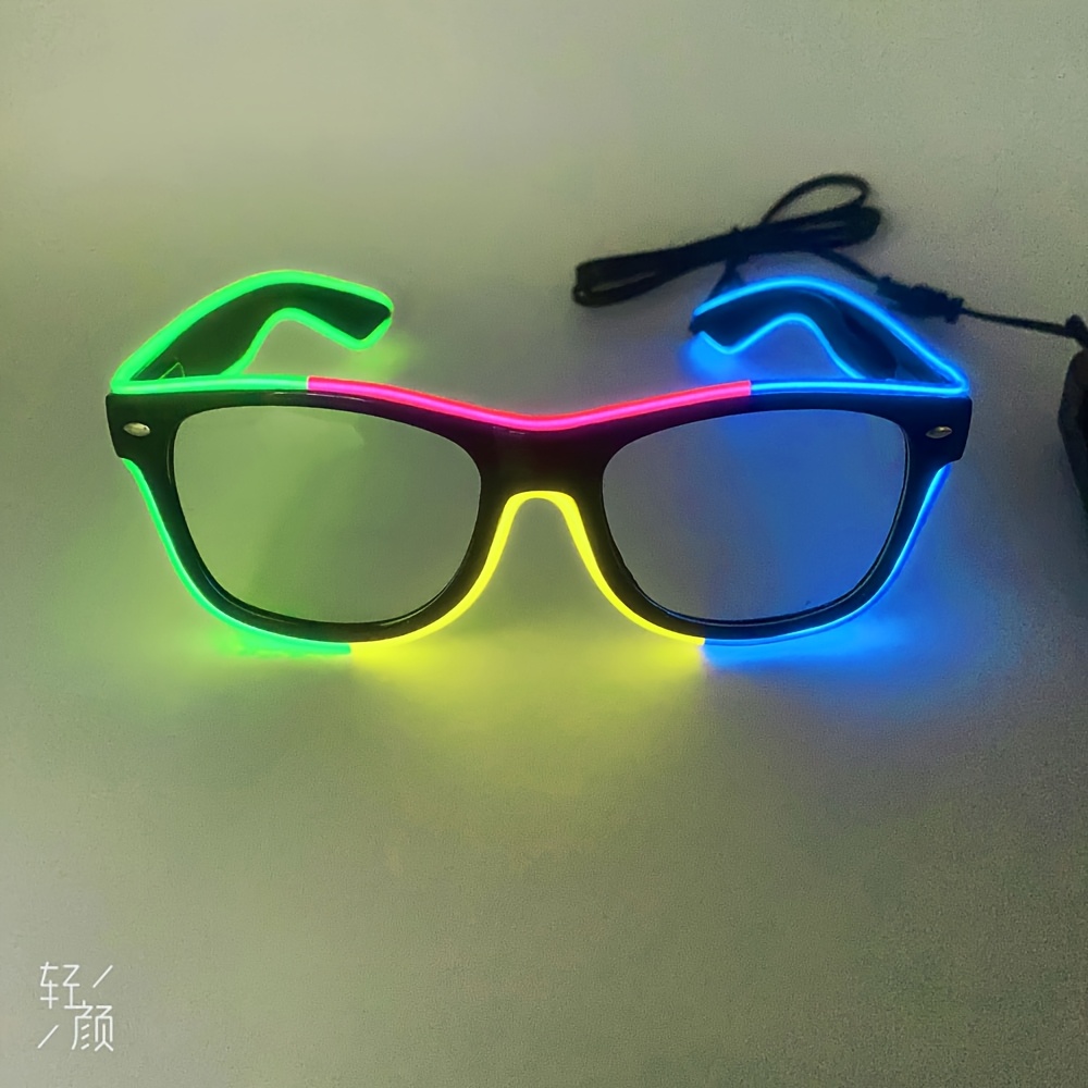 1 Set de Ochelari LED Colorati cu Efect de Lumina, Ochelari Fluorescenti pentru Petreceri, Design Multicolor Segmentat cu Efect de Lumina, Adaugeri Esentiale pentru Petreceri la Festivaluri de Muzica EDM, Halloween si Cosplay (Fara Baterii)