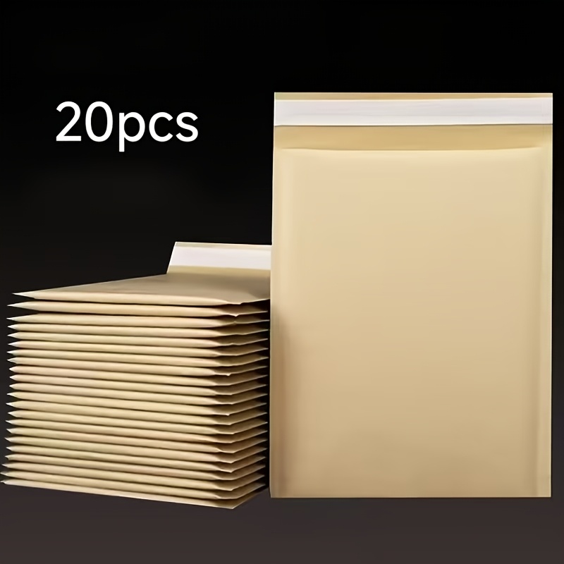 E-shop Packung mit 20 Kraftpapier-Luftpolsterbeuteln, strapazierfähige selbstklebende gepolsterte Umschläge, Transport-Pufferumschläge, gepolsterte