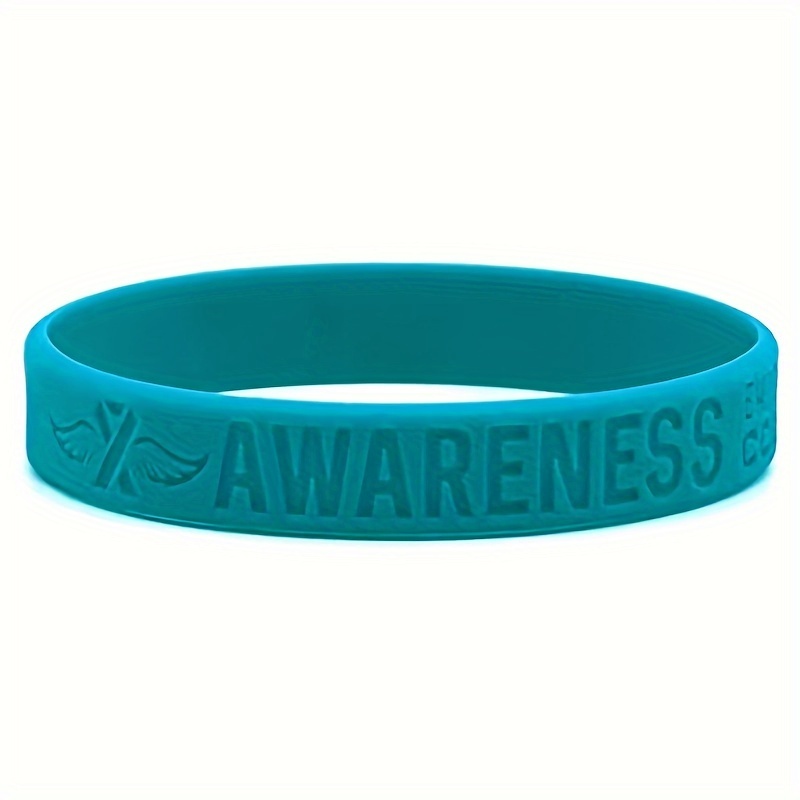 3pcs teal ribbon awareness wristbands strength Temu