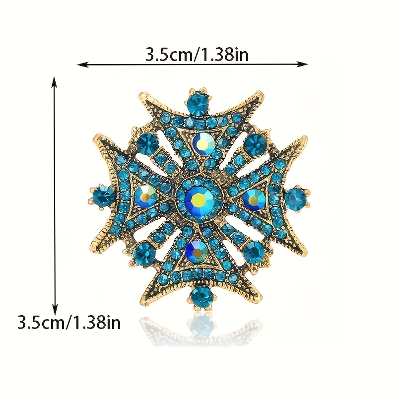 Vintage Snowflake Rhinestone Brooch for Women