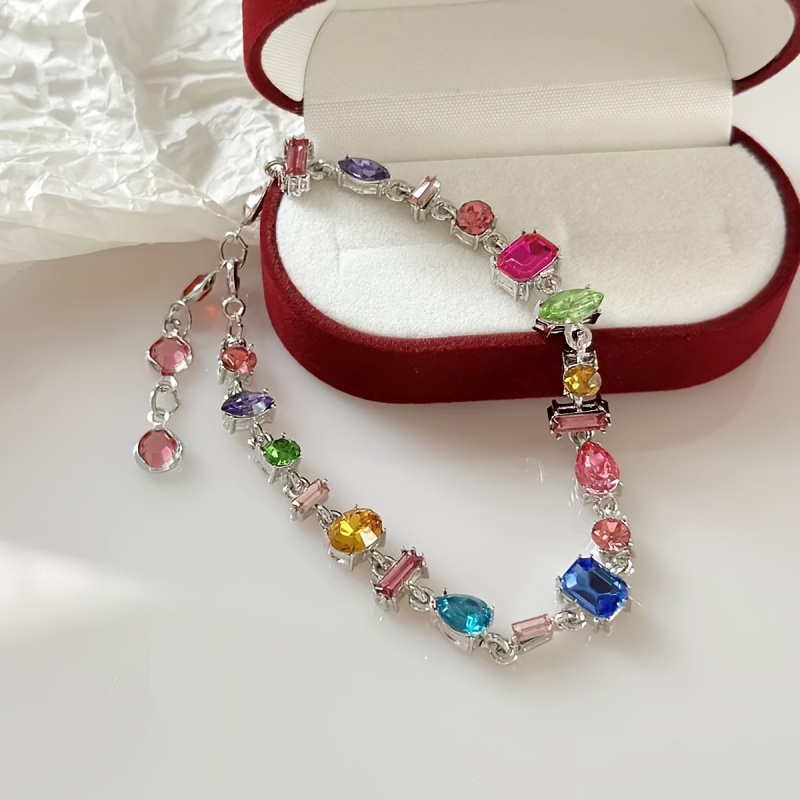 

Elegant Luxury Style Multi-color Gemstone Bracelet, Candy-inspired Glamorous Wrist Jewelry For Fashion Wear, Spring Summer Jewelry