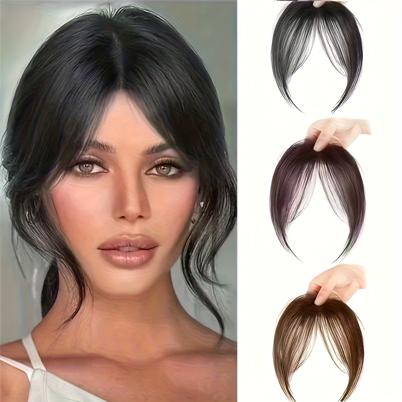 2pcs womens clip in bangs   inch short hair high temperature fiber   face shaping   on installation suitable for daily wear special occasions Product details 0