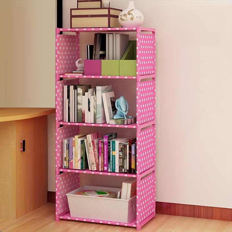 TEMU 1pc Simple Bookshelf Cabinet Storage Rack Bookcase Steel Tube Combination Storage Bookshelf