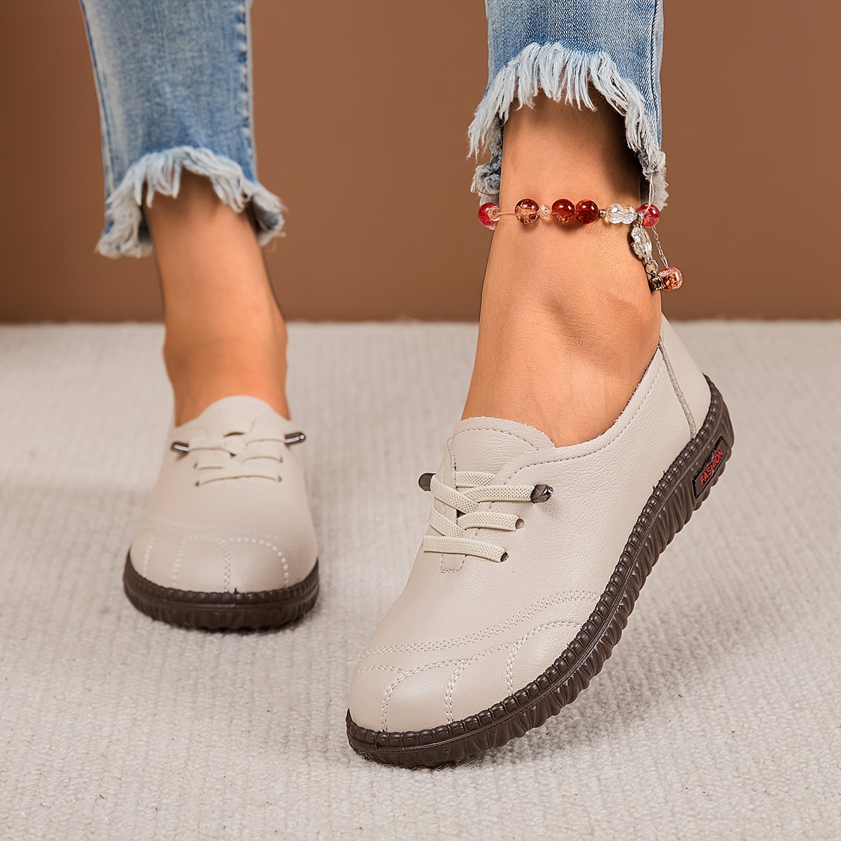 Women's New Spring/Autumn Flat Shoes, Vintage Casual Mom Shoes, Slip-On Loafers, Breathable Soft Sole Comfortable, Solid Color Versatile Flat Shoes, Hollow Round Toe Slip-Ons, Women Shoes