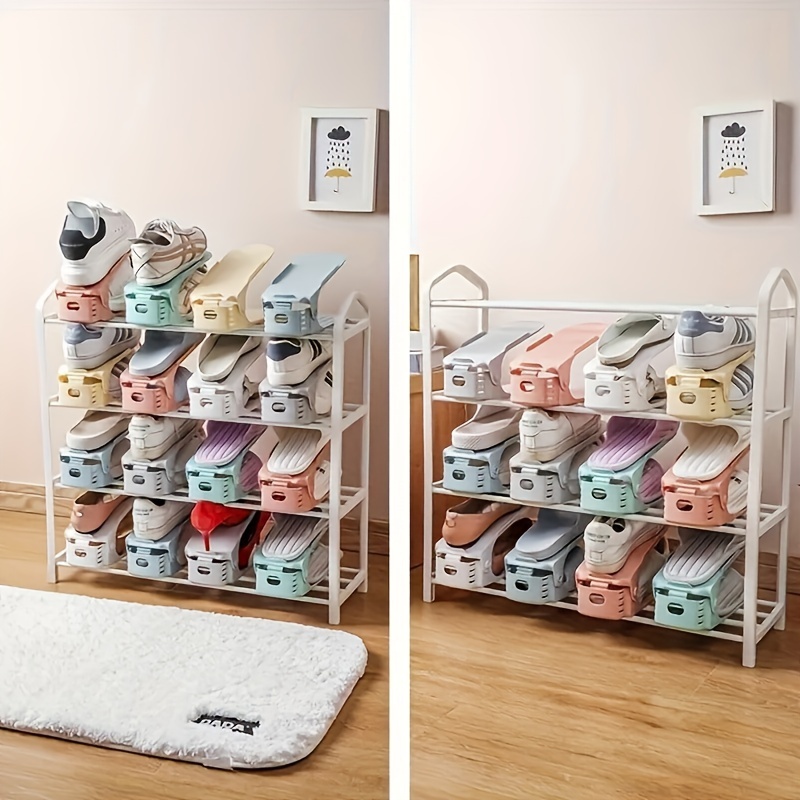 a pair of simple shoe racks can     in your shoe cabinet   are   home or dorm use featuring a double layer design with three adjustable levels easy to clean and ideal for organizing shoes details 1