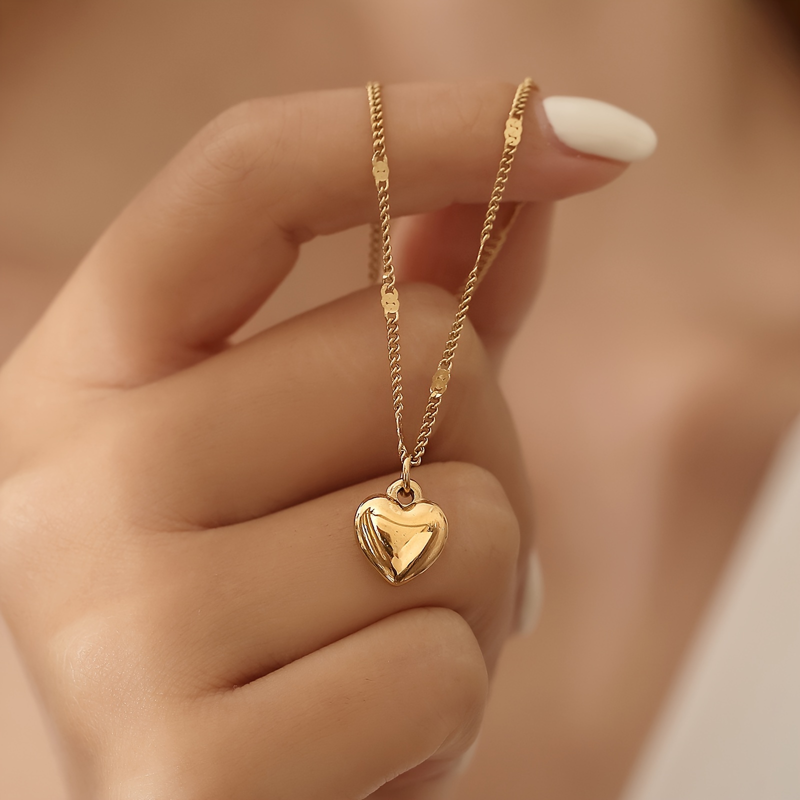 

Elegant 18k Gold-plated Heart Pendant Necklace For Women - Stainless Steel, Parties & Gifts