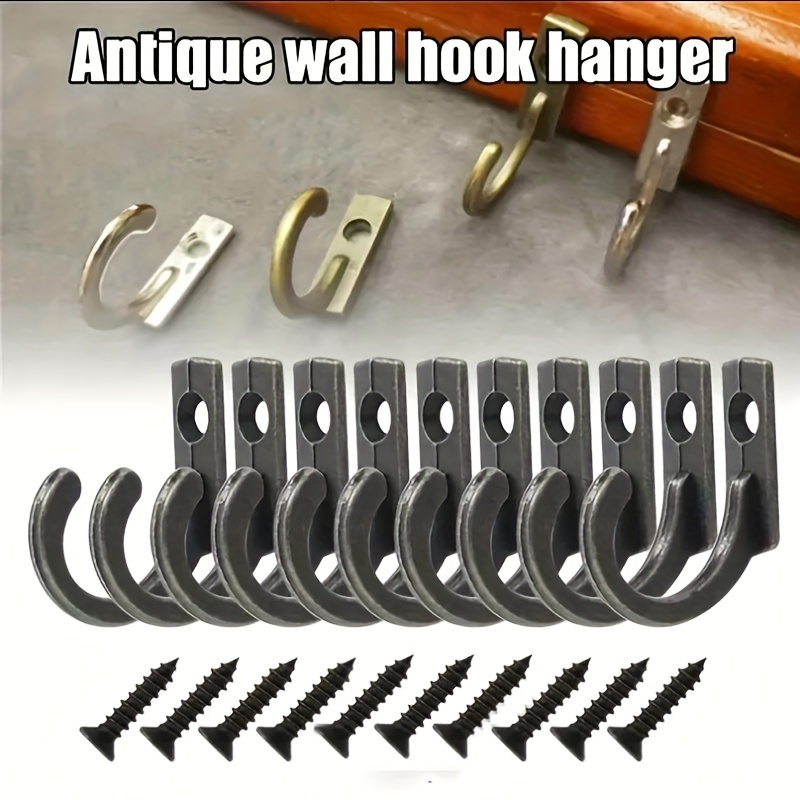 

10pcs Vintage Metal Wall Hooks, Rustic Storage Hook Design, Durable Hook For Coats, Hats, Towels, Keys, Kitchen & Bathroom Use With Screws Included