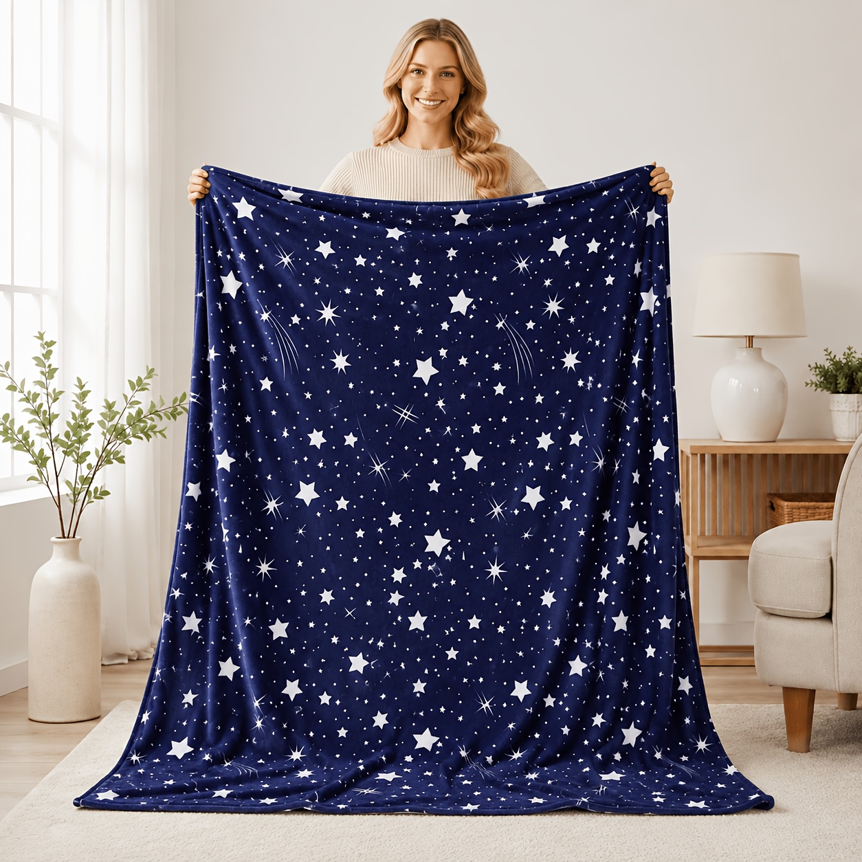 Image of Shooting Star Pattern Blanket 1pc Spring And Summer Room Decor Bedroom Decor Couch For Living Room Daily Claim Valentine's Day Mother's To School