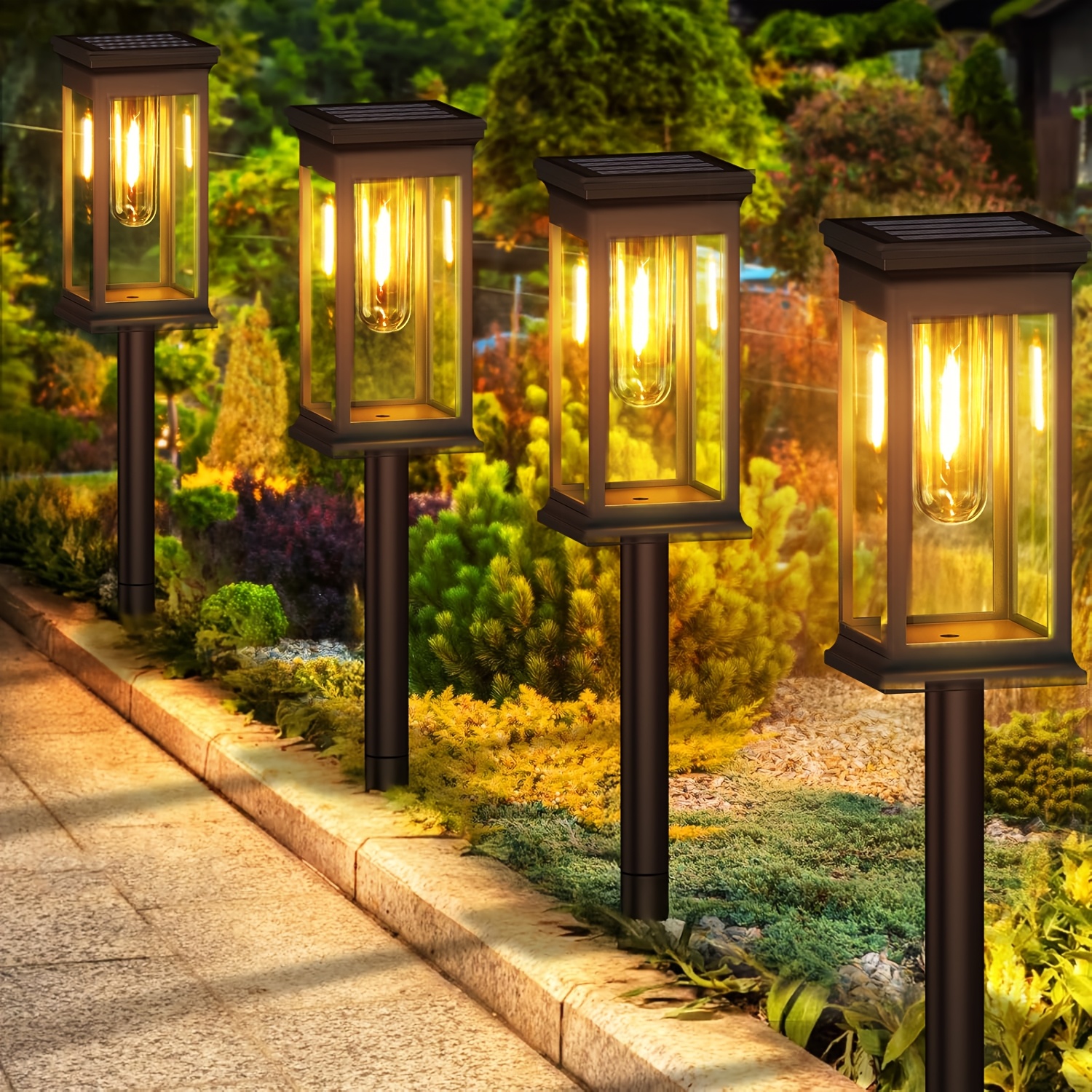 E-shop 6er-Pack Verbesserte Solarleuchten für den Außenbereich, Automatische Ein/Aus Solar Gartenleuchten für den Außenbereich, für Gartenblick,