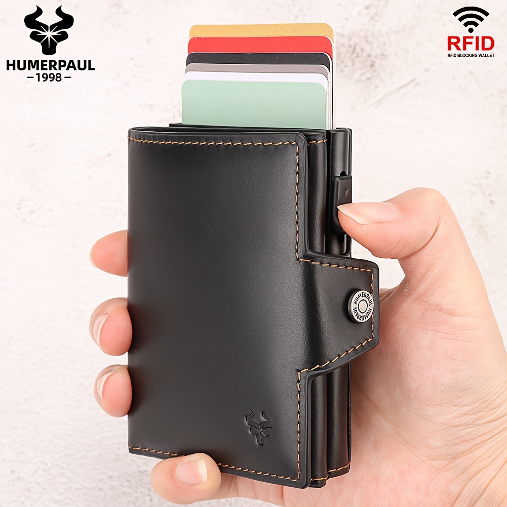 

Humerpaul Rfid Blocking Automatic Pop-up Leather Wallet For Men And Women, Large Capacity Multifunctional Card Holder With Coin Pocket