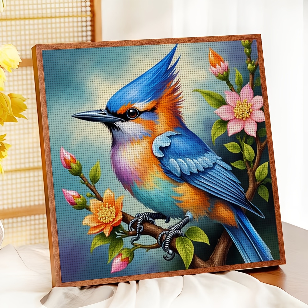 Cross Stitch Embroidery Kit, Colorful Birds on Flower Branches