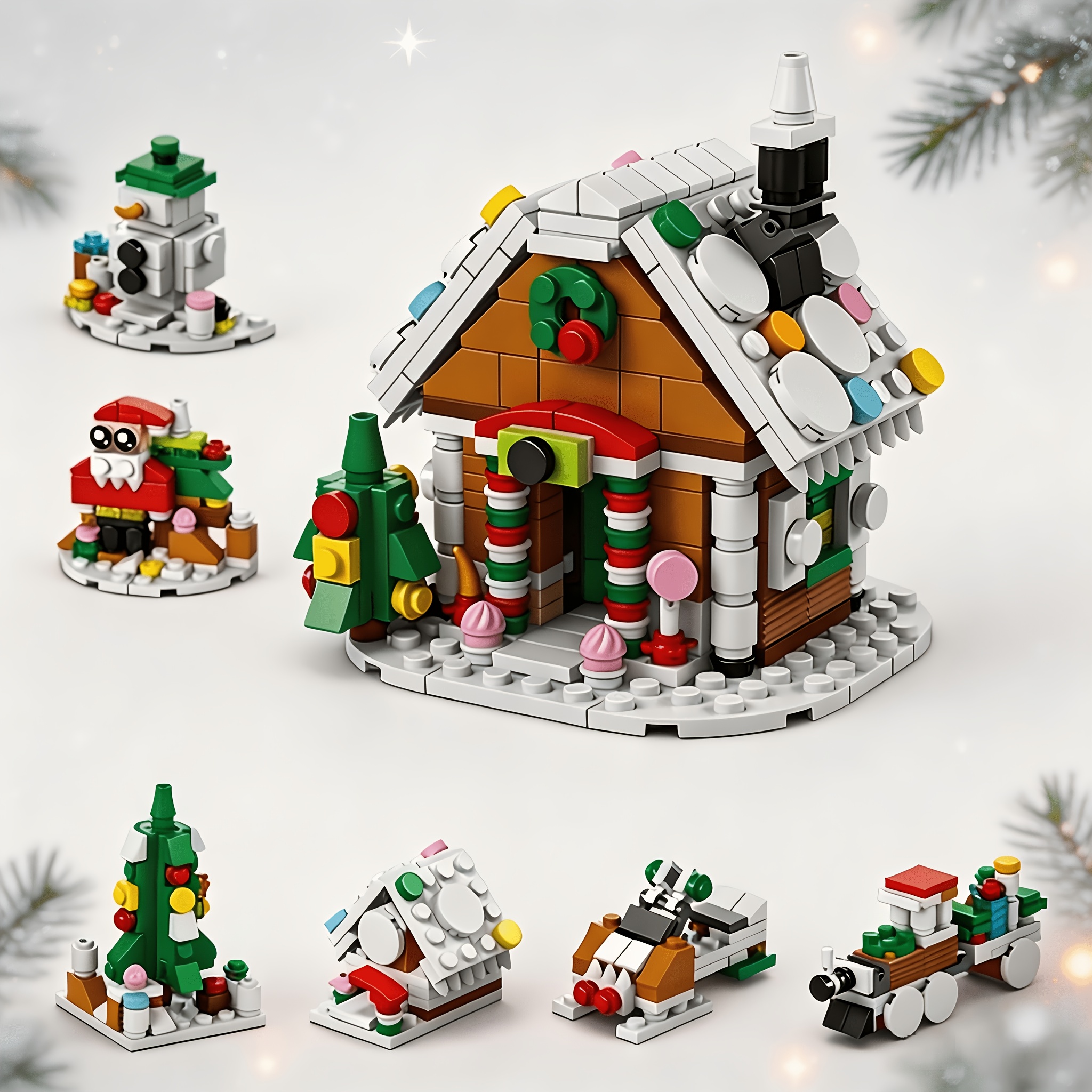 TEMU 6-in-1 Christmas Building Block Set, Mini Particle Diy Assembly Brick Toy, Includes Santa Claus, Snowman, Christmas Tree, Educational