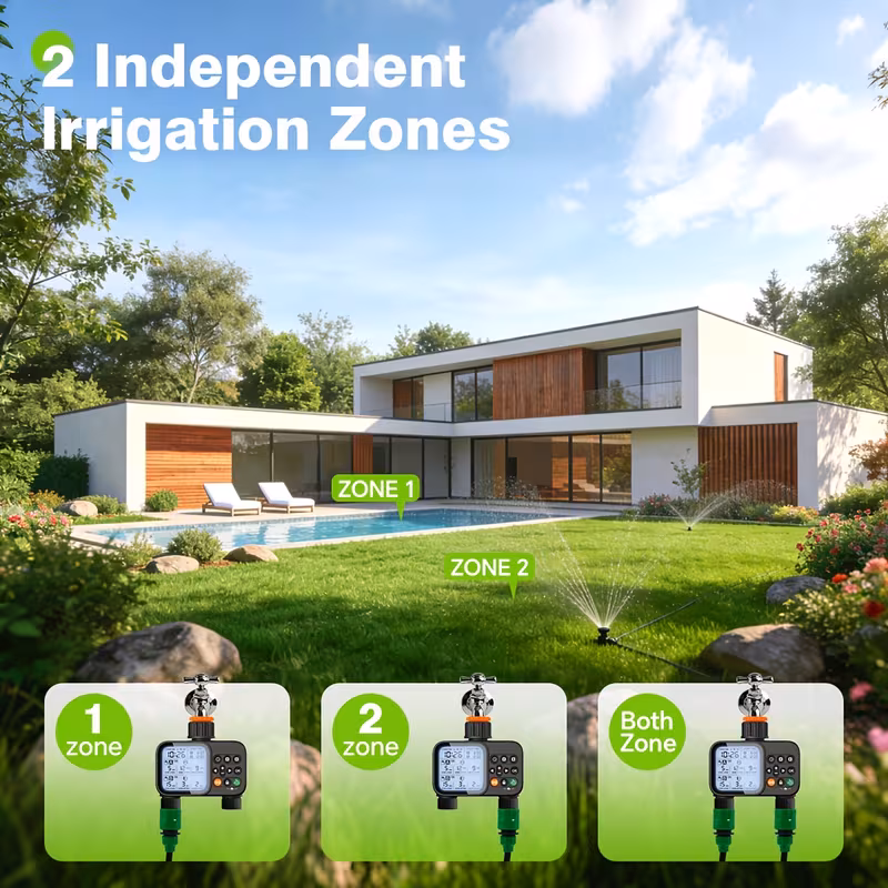 timer for garden hose 2 zone sprinkler timer with rain delay manual watering automatic irrigation for yard lawn Product details 1