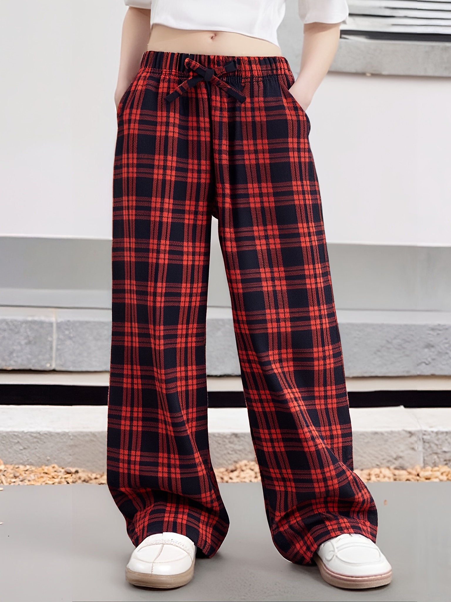 girls halloween pants non stretchy straight leg trousers red