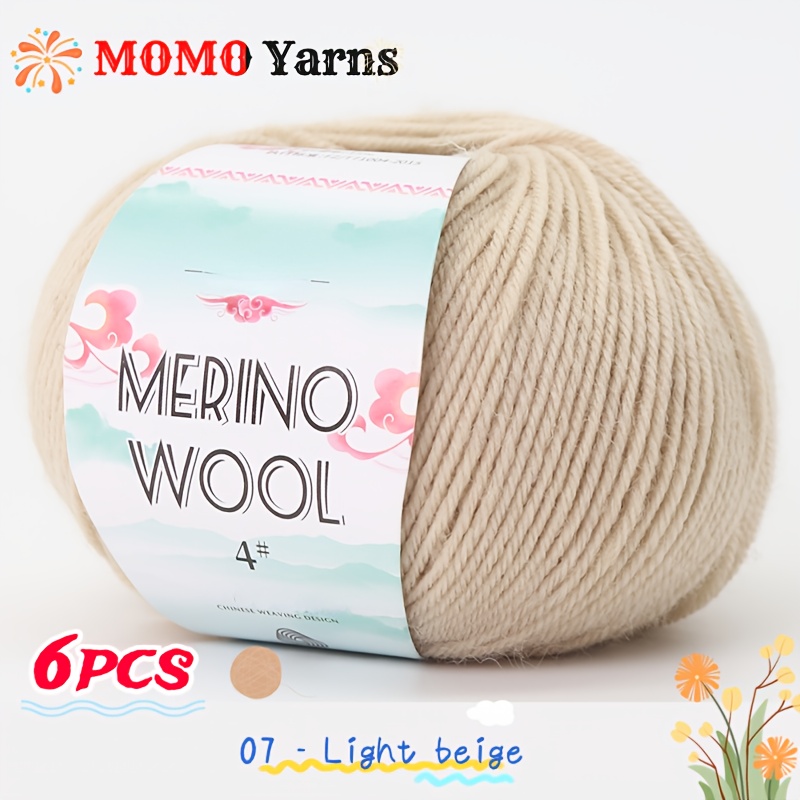 6pcs Merino Wool Thread, 55% Merino Wool, 45% Acrylic, Thread, Soft And Comfortable, Suitable For Knitting Crochet Sweaters Hats Scarves Gloves Blankets Etc., 50g Each