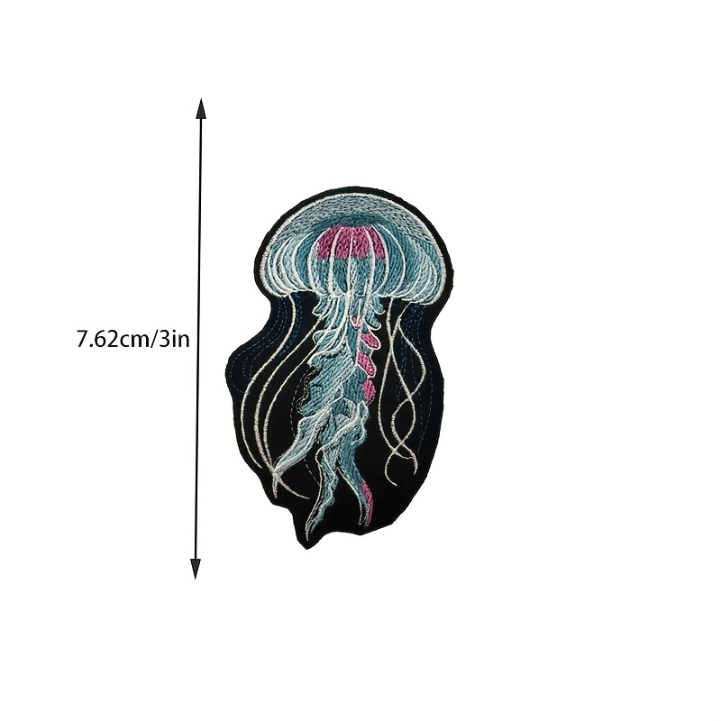 TEMU 1pc Jellyfish Fabric Patch, Large Size, Collectible Embroidered Fabric Patch Decoration, Clothing Accessory, Sew-on Or Iron-on Patch