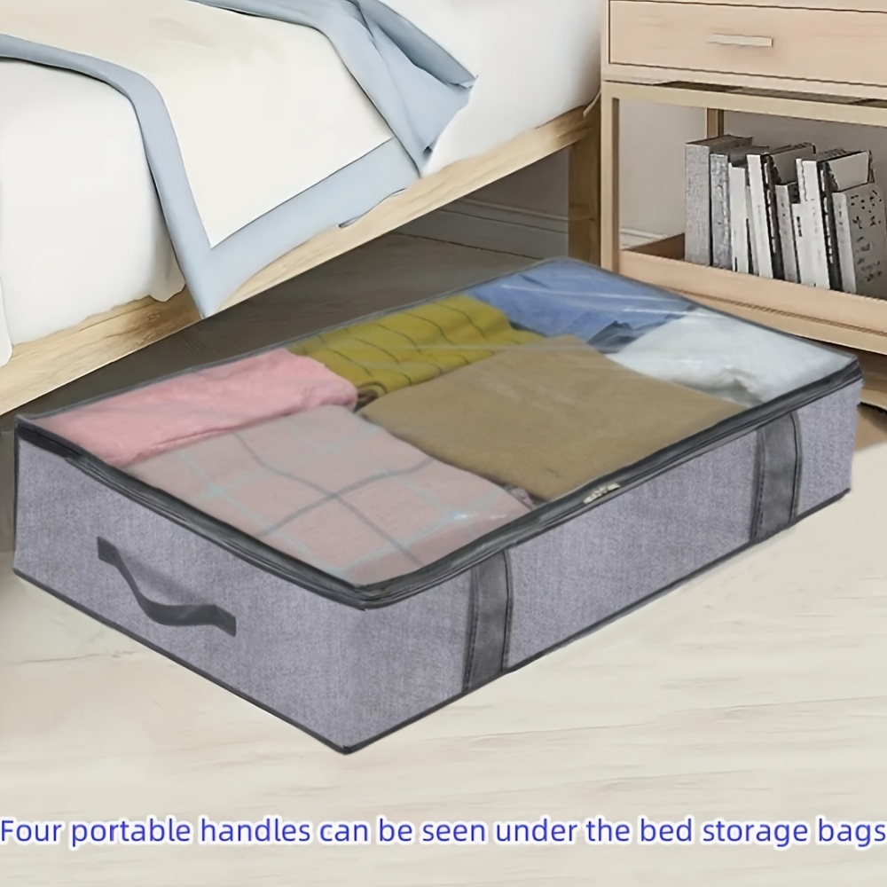 

Under Bed Storage Organizer With Clear Window And Handles, Dustproof Moisture-proof Clothing Quilt Storage Bag For Bedding Shoes, Easy Carry For Relocation, Space-saving Closet Organization