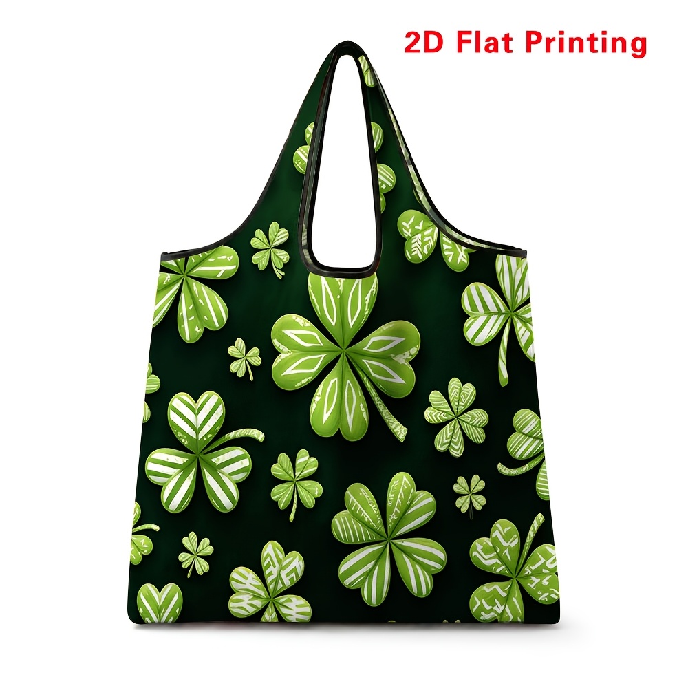 TEMU Large Reusable Foldable Shopping Tote Bag Suitable For Daily Use & Grocery - Print Portable Square Tote With Hot Transfer, Foldable