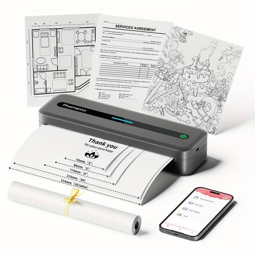 portable printers wireless for 832 thermal printer inkless mobile printer support 8 5 x 11 a4 thermal paper compatible with for home
