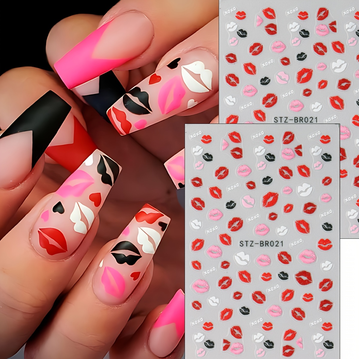 

Nail Art Stickers 's Day Letter Slider Self-adhesive Nail Decoration,