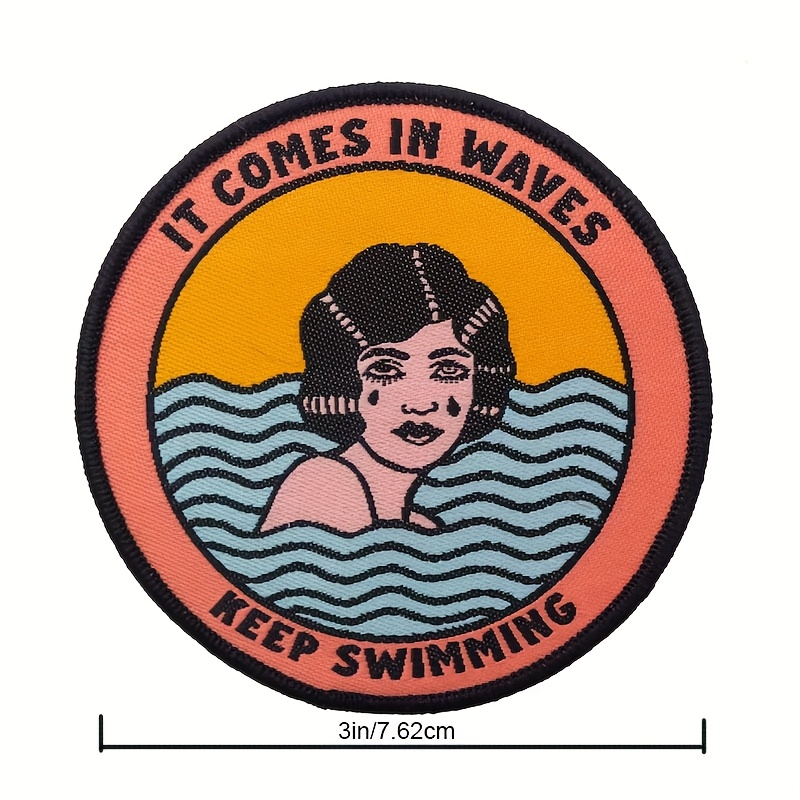 1pc It Keep Swimming Patch. Mental Health Iron On Patch. Depression, Grief, Anxiety Support Badge. Emotional Support Patch.