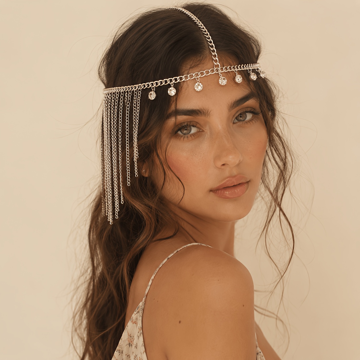 TEMU 1pc Of Women's Bohemian Vintage Tassel Teardrop Alloy Headpiece, Suitable For Nightclub Parties, Banquets, Weddings, And Bridal Wear,best For