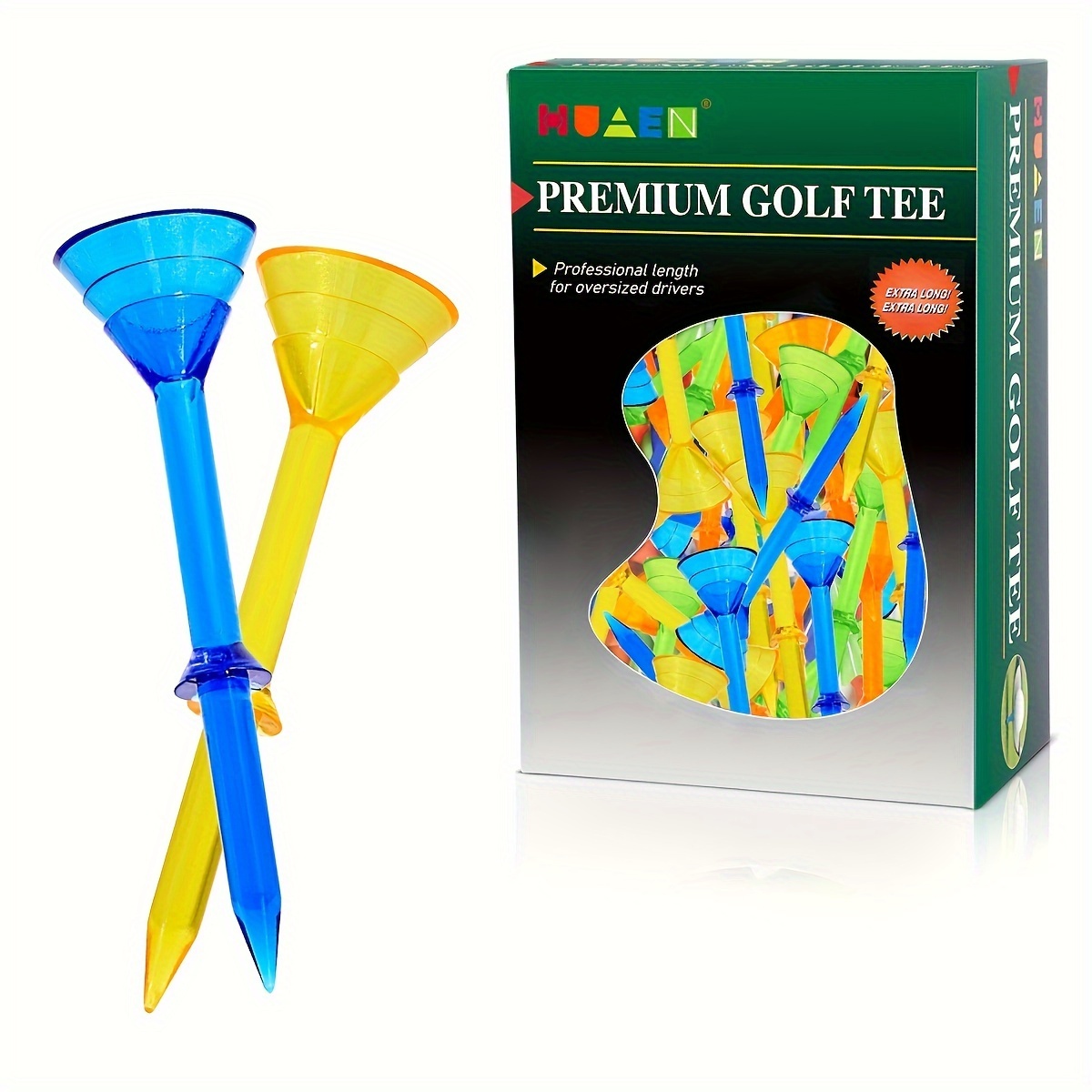 

Huaen 40 Pack 3-1/4 Inch Premium Tees - Large Cup Design, Unbreakable Plastic Tees With Reduced Friction & For Play