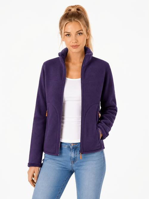 item picture womens winter windproof jacket with coral lining and stand up collar full zip outdoor sports jacket womens winter jacket womens warm jacket
