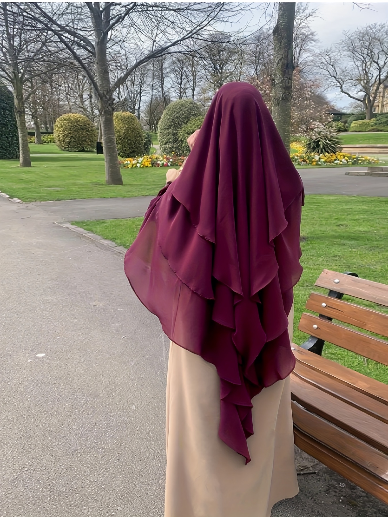 1pc Fashionable, elegant and casual three-layer chiffon fabric solid color suitable for daily wear, loose and comfortable Women s abaya headscarf.sarees for women indian wedding robe aid femme abayas for women muslim   femme khimar hijab
