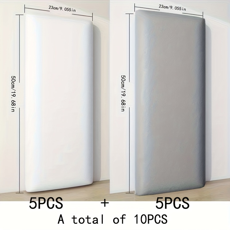 E-shop 10er-Set 23x50cm weich verpacktes Kunstledermaterial, verdickte 3D-weiche Kopfteil-Tapete, DIY einfach abziehbar anzubringen, 3D selbstklebende