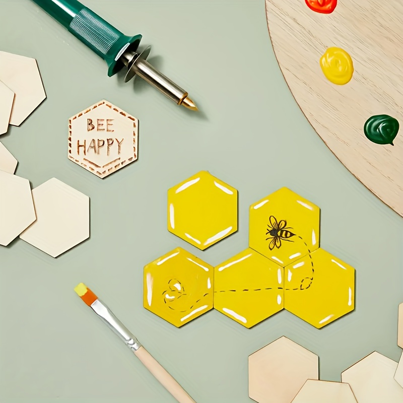 100 Wooden Hexagon Pieces for DIY Crafts and Decorations