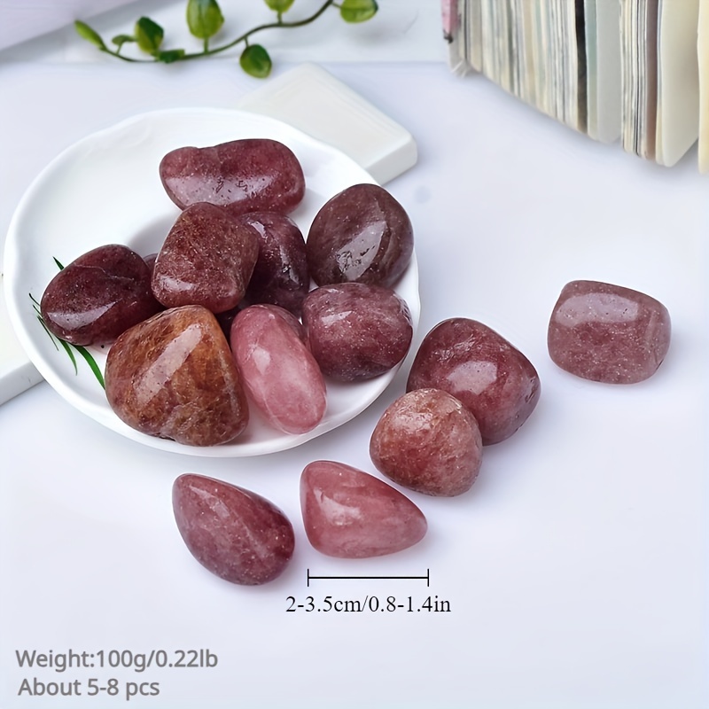 Image of 100g Rose Strawberry Natural Quartz Stones - Reiki Chakra Crystals For Aquarium Decor & Fish Tank Ornaments
