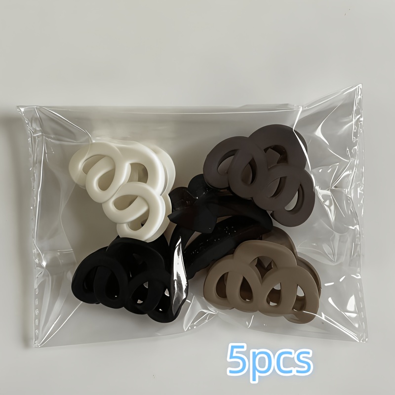 TEMU 5pcs Multicolor Matte Hair Claw Clip Double Ring Heart Half-round Combination Hair Clip Suitable For Daily Matching, Commuting, Vacation Travel