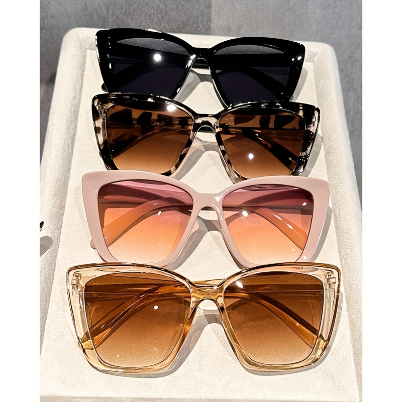 TEMU 4pcs Women's Oversized Cat-eye Glasses - Round Retro Eyewear Suitable For Valentine's Day Gifts, Themed Parties, Photo Shoots, Casual Attire (no