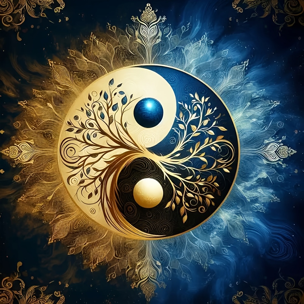 TEMU Kit di pittura per punto croce a tema albero della vita yin-yang , artigianato di , di punto croce 11CT, per gli appassionati di artigianato .
