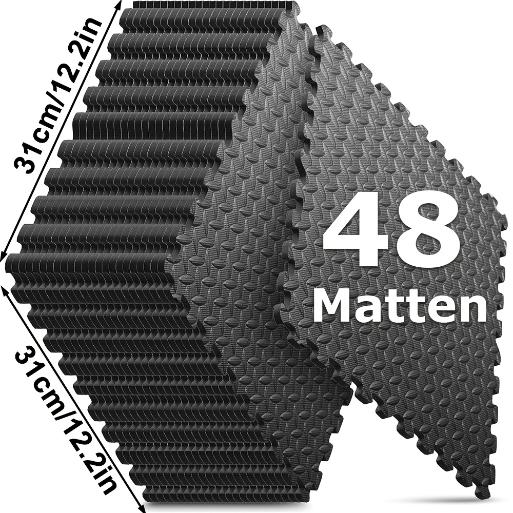48 Puzzle Mat, Eva Sports Mat, Floor Protection Set [31 X 31cm], Fitness Mat, Coverage Area: 4.41 Qm Non-slip Gymnastics Mat, Thickness 10mm, Floor Mat For Fitness Equipment And Gym