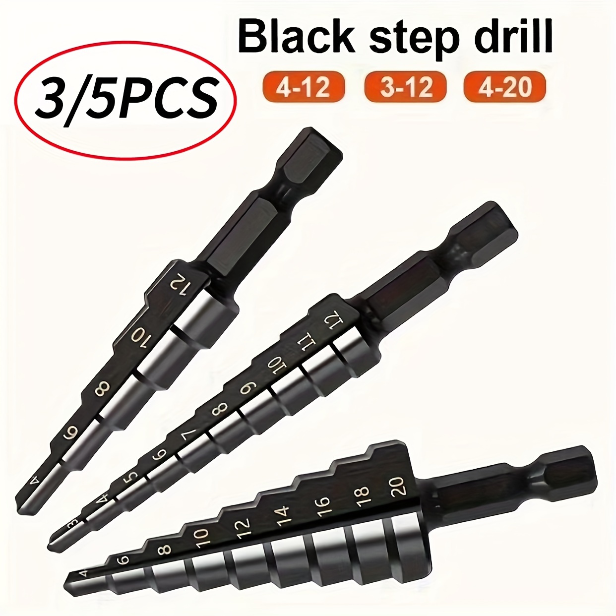 

3/5pcs Pagoda Drill Bits, Hand Drill Punching Ladder Drill Bits, Steel Ladder Drill, Metal Hole Drill Bits, Titanium Drill Bits