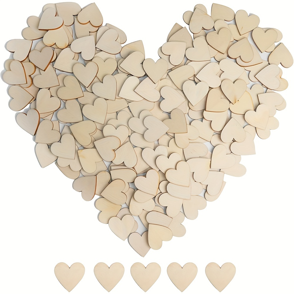 

100pcs Wood Hearts Crafts, Different Sizes Unfinished Wooden Heart Craft For Diy Valentine's Day Craft And Decorations Eid Al-adha Mubarak