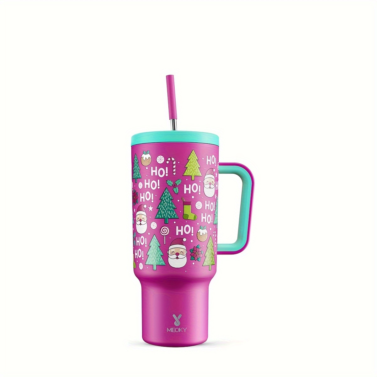 

40 Oz Tumbler With Handle, Leak-proof Lid And Straw, Insulated Coffee Mug Stainless Steel Travel Mug, Keeps Cold For 34 Hours Or Hot For 10 Hours (pink Christmas)