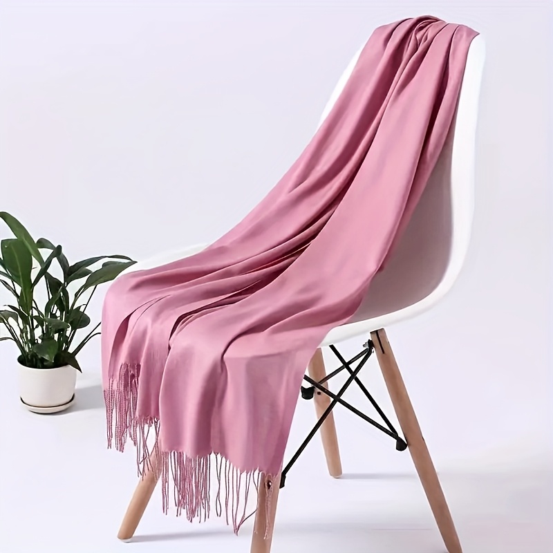 1pc 200cm Elegant Solid Color Optional Tassel Scarf - Soft Cashmere, Warm And Versatile, Perfect Women's Shawl