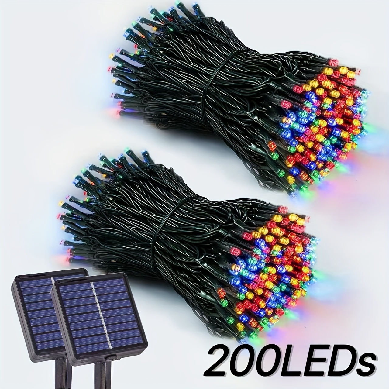TEMU 2-pack, Battery Led Outdoor Solar String Lights, Warm/white/color Christmas Light Strips In , 8 Lighting , Used For Outdoor Christmas Trees,