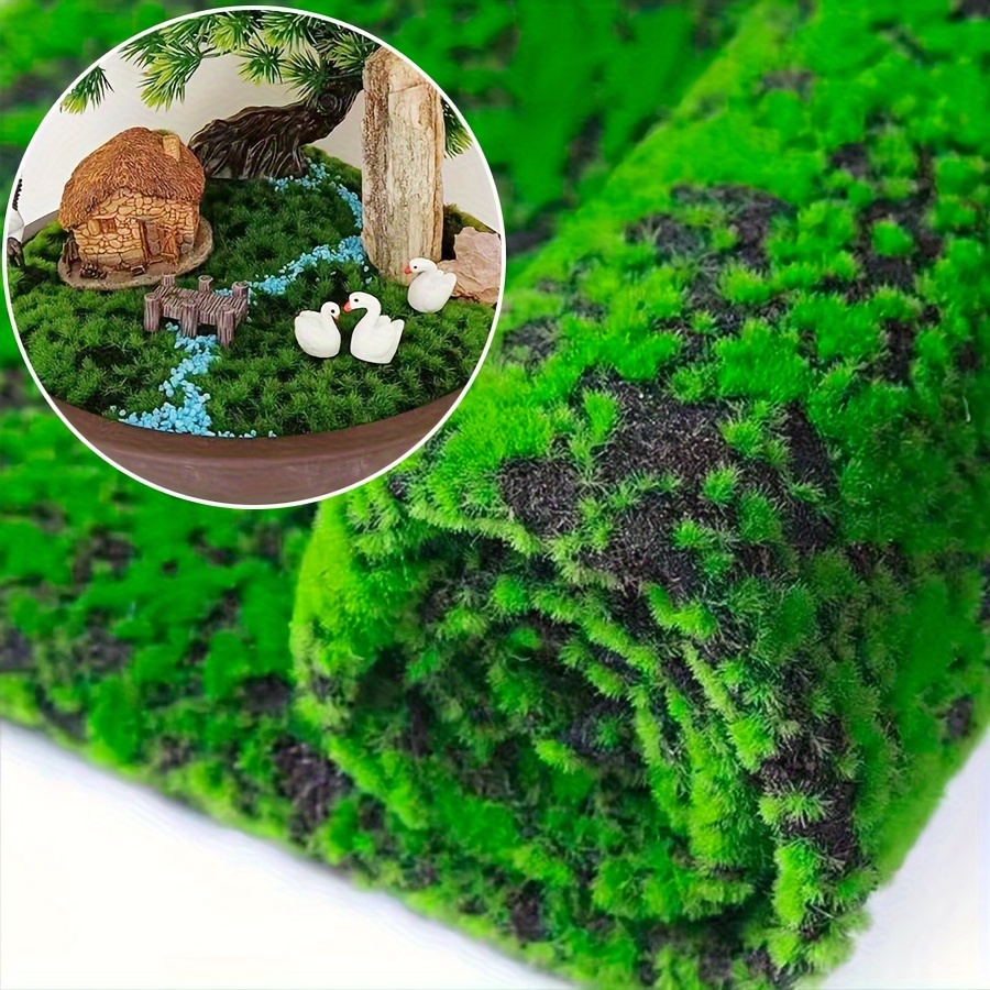 

Artificial Moss Grass Mat (1 Pack) - 4mm Fiber Height - Faux Turf For Miniature Fairy Garden, Flower Bed, Pot Plant & Pathway Landscape Decoration - Indoor Greenery Carpet Lawn