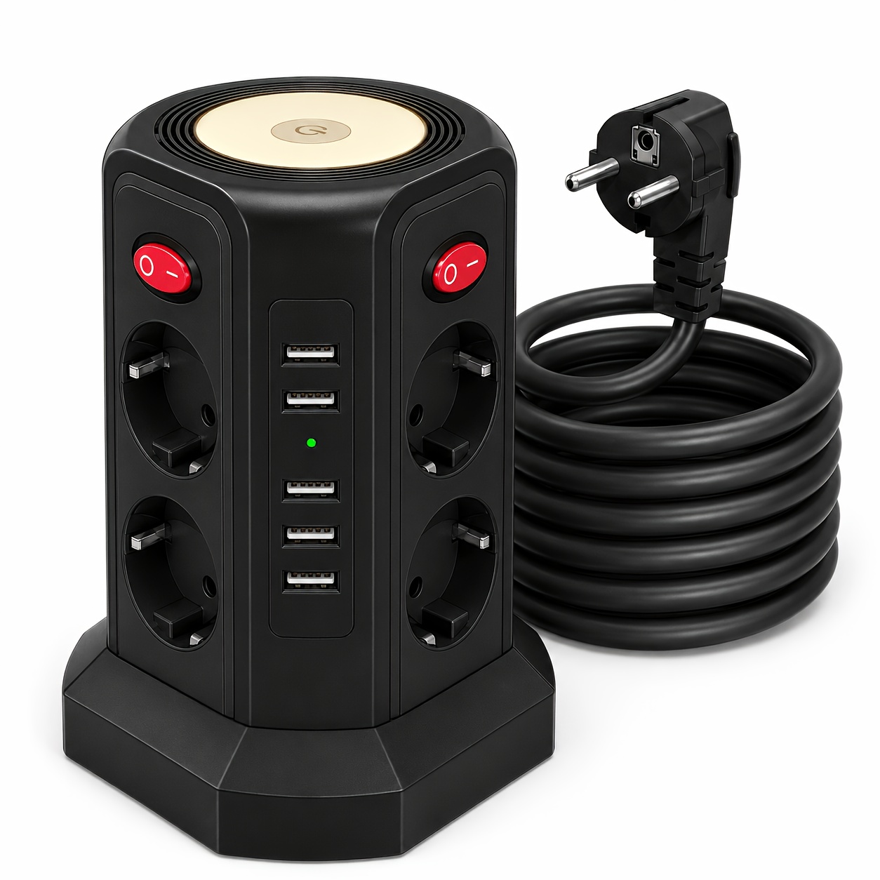 13in 1 8 Compartment Multiple Socket Strip With Extension Cable, 5 Usb Multiple Socket Outlet With Protection, Socket Outlet Tower Multiple Plug For Home, Office